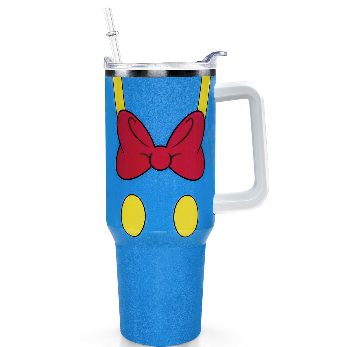 Cartoon Mouse Tumbler 40 Oz With Lid and Straw Stainless Steel Insulated with Handle Gloves Travel Coffee Mug - Birthday,Christmas Gift