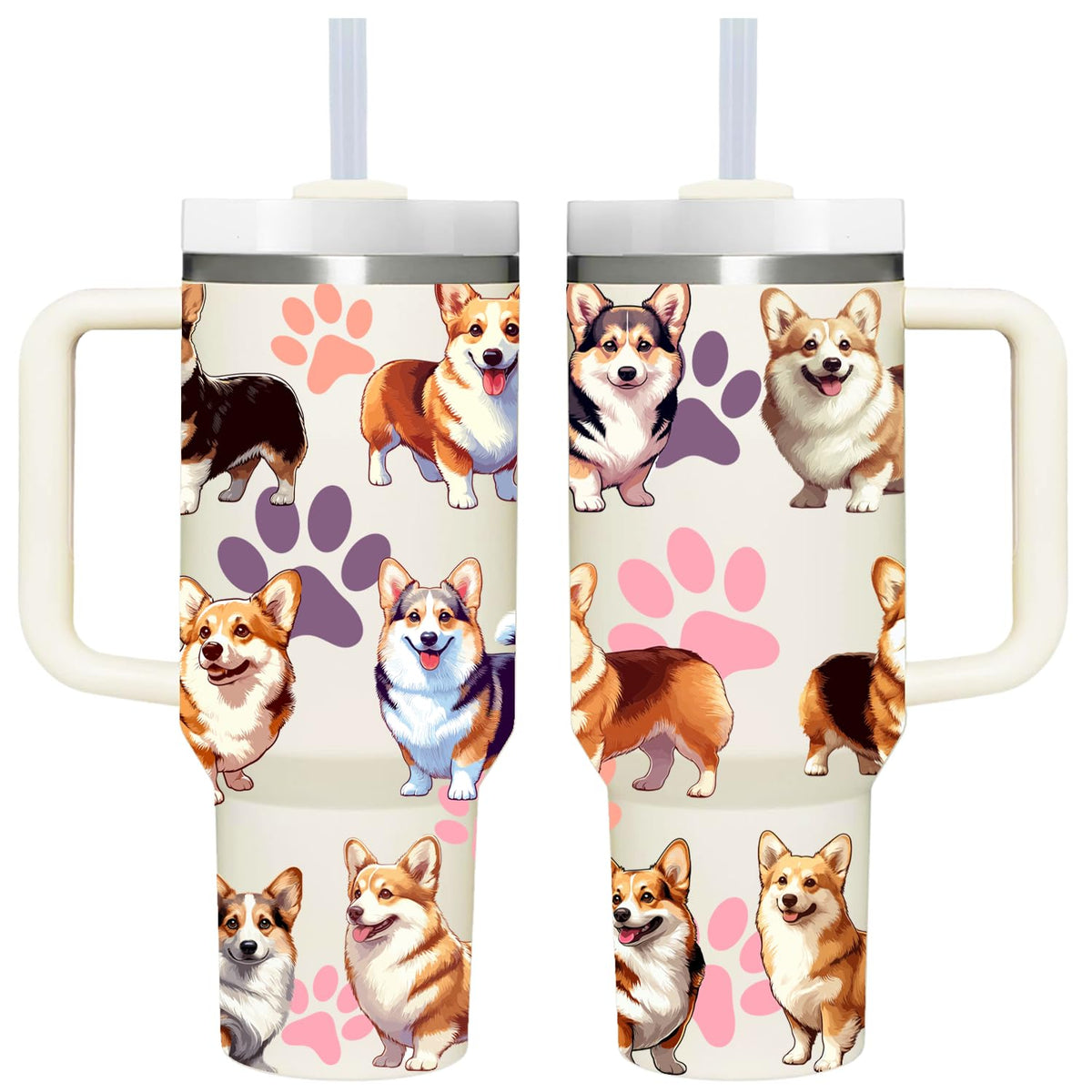 40 OZ Kitty Cat Tumbler with Handle.Kitty Cat Lover Cup Gift.40 OZ Unique Birthday Christmas Kitty Cat Tumblers Gifts for Women Men.
