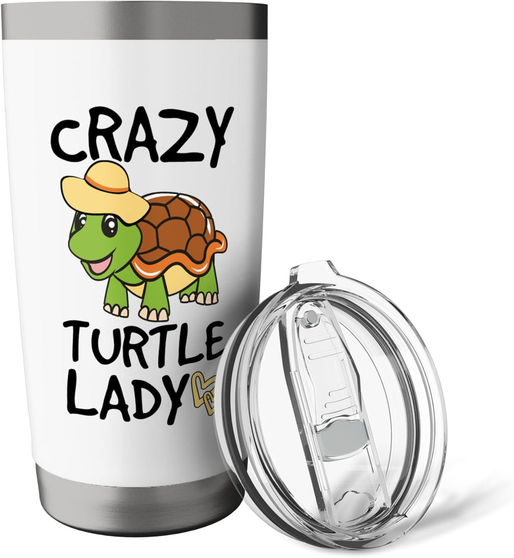 Crazy Turtle Lady Cute Cartoon Turtle Design Stainless Steel Insulated Tumbler