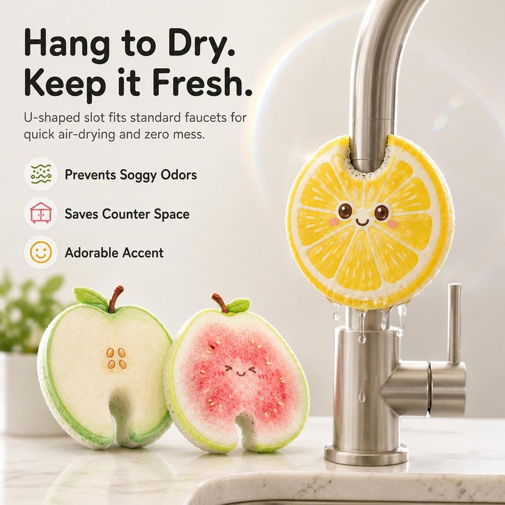 Cute Fruit Shaped Dish Sponge Dishwashing Scrubber Kitchen Cleaning Brush