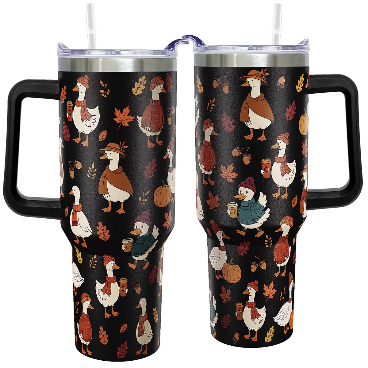 40 oz Christmas Tumbler with Handle Gifts for Girls Daughter Women, Christmas Stainless Steel Insulated Coffee Cups Tumblers with Lids and Straws, White