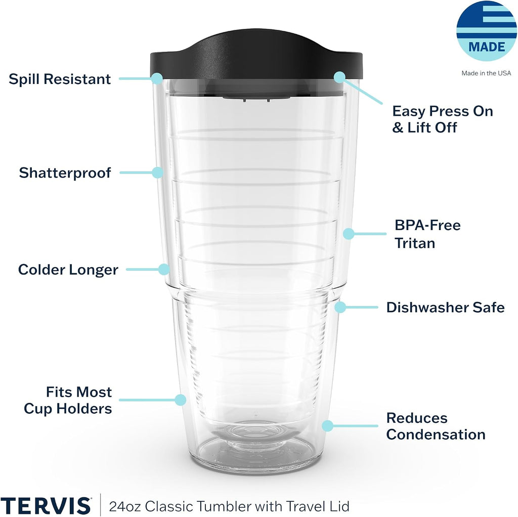Tervis Disney - Classic Characters Tumbler with Wrap and Black Lid 24oz, Clear
