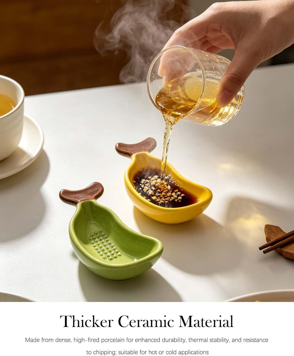 Cute Ceramic Dipping Dish,with Grinding Function,Stackable Multipurpose Porcelain Side Dish Bowl,Soy Sauce Dish Ceramic, All-in-One Garlic Grater Plate for Sushi, Hot Pot, BBQ Party and More (Green)