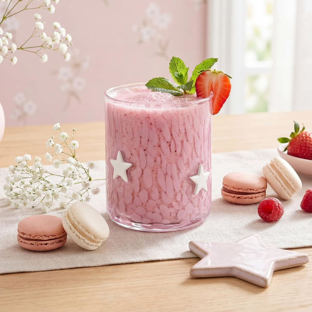 Pink Confetti Star Icon Juice Glass 14 oz Star Icon Glasses Cups