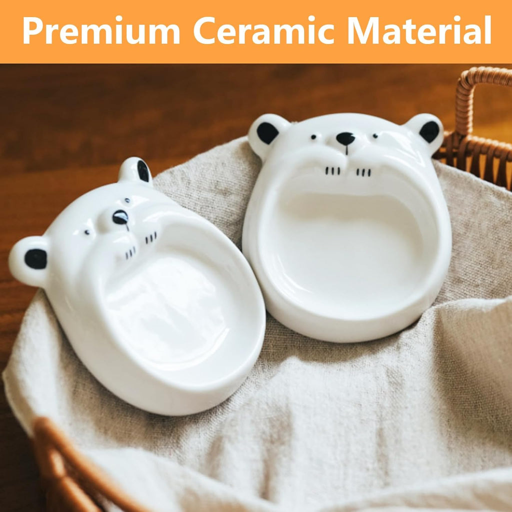 Cute Ceramic Bear Shaped Saucer Dish for Dipping Sauces, Soy Sauce, Vinegar - Cartoon Japanese Style, Glazed Underpainting, Perfect for Home Use, Fun and Unique Condiment Plate