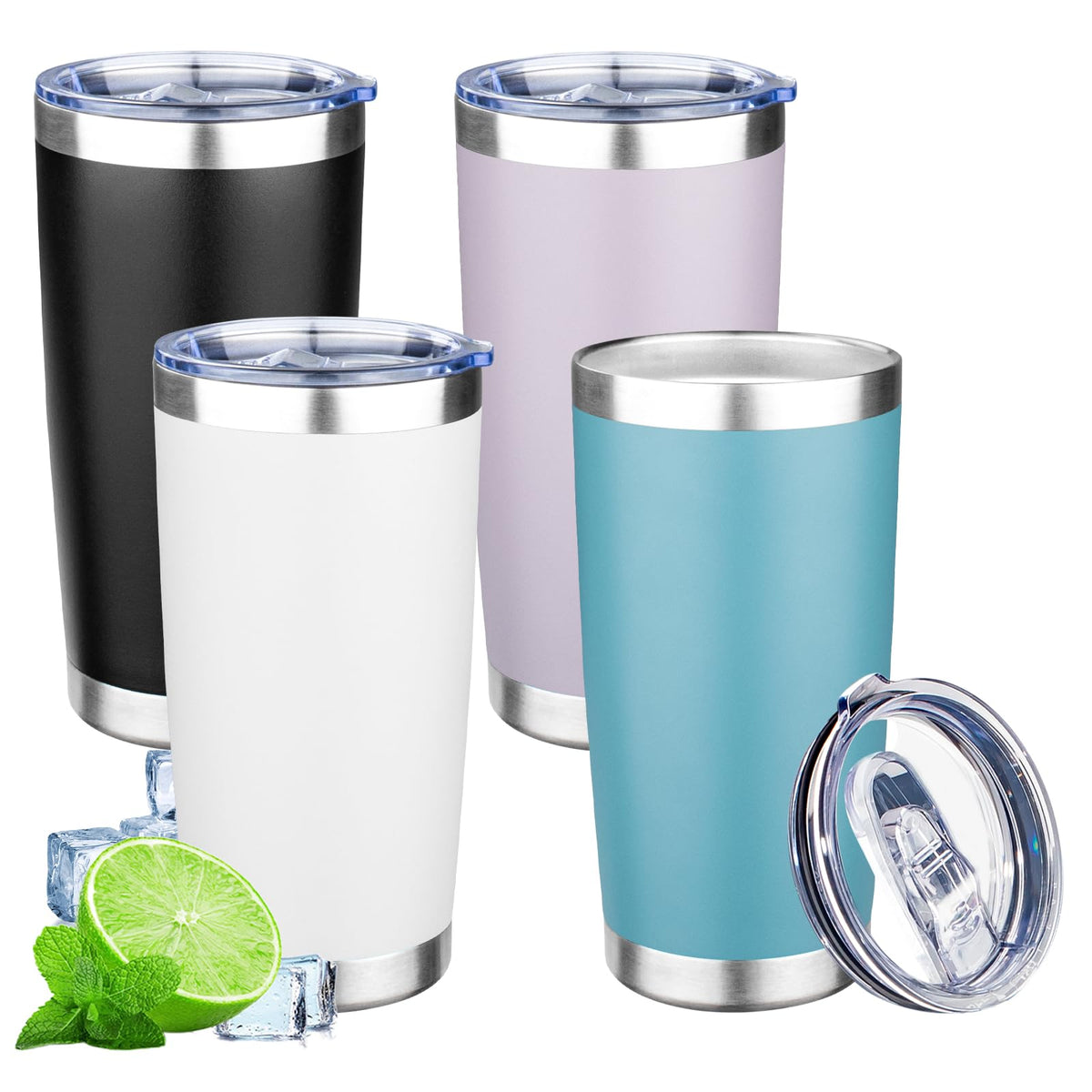20oz Tumbler with Lid Double Wall Vacuum Insulated Travel Coffee Mug Stainless Steel Thermal Cup Powder Coated Sturdy Coffee Tumbler Bulk for Hot and Cold Beverage (Pink,1)