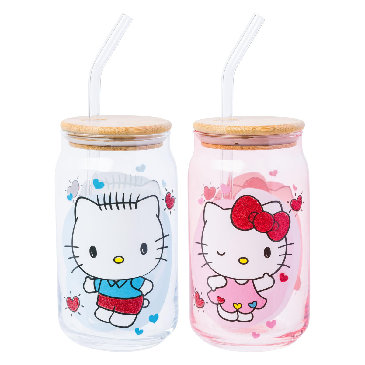 Silver Buffalo Sanrio Hello Kitty Waving Design Print, Glass Tumbler, 16oz