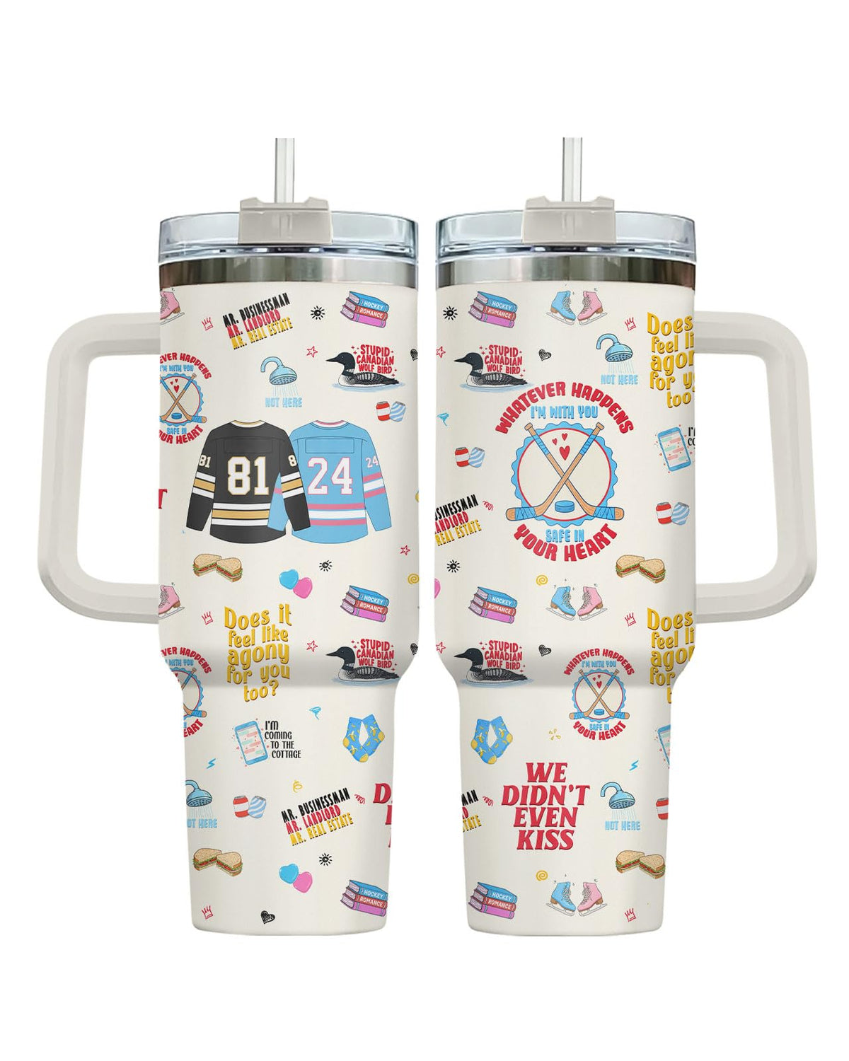 Movie Cartoon Dog Tumbler 40oz with Handle & Straw