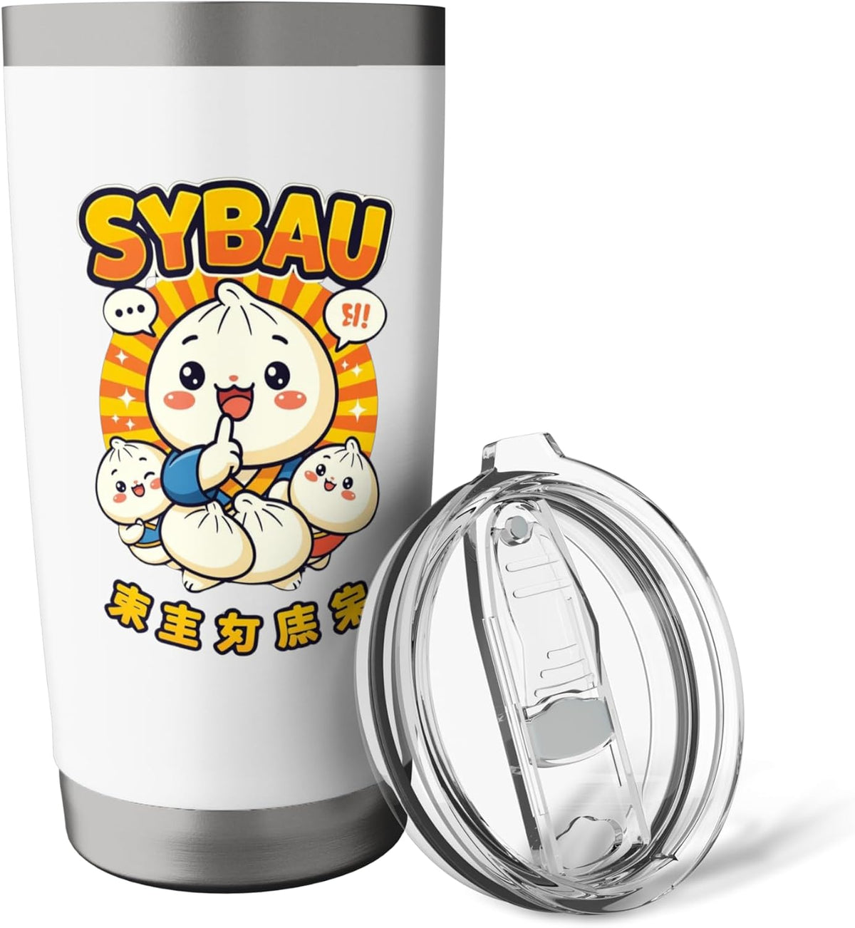 SYBAU Funny Bao Bun Cartoon Design | Streamer Inspired Pun Stainless Steel Insulated Tumbler