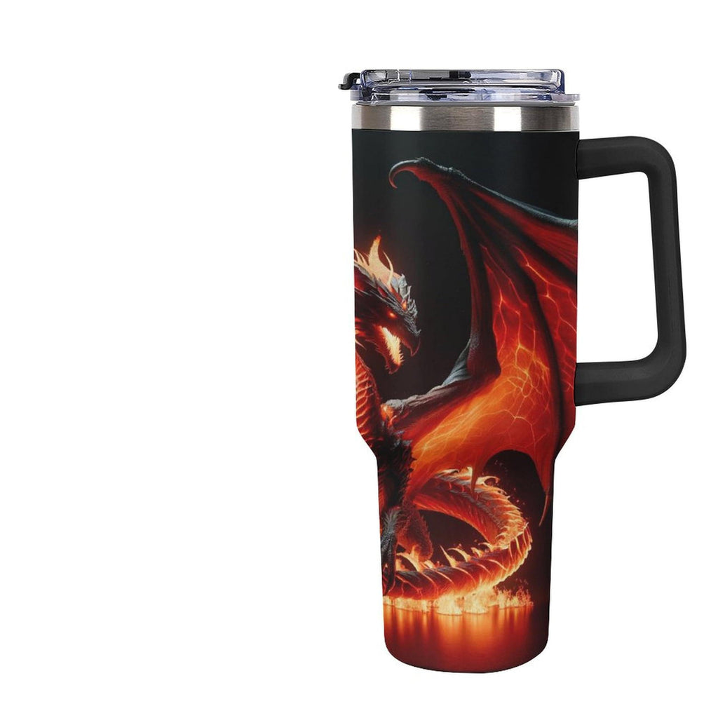 Black Cat Yellow Eyes Tumbler with Lid And Straw 40oz Cartoon Halloween Stainless Steel Cup Insulated, Large Capacity Car Cup, Leakproof Travel Tumbler Coffee Mug with Handle