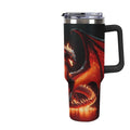 Black Cat Yellow Eyes Tumbler with Lid And Straw 40oz Cartoon Halloween Stainless Steel Cup Insulated, Large Capacity Car Cup, Leakproof Travel Tumbler Coffee Mug with Handle