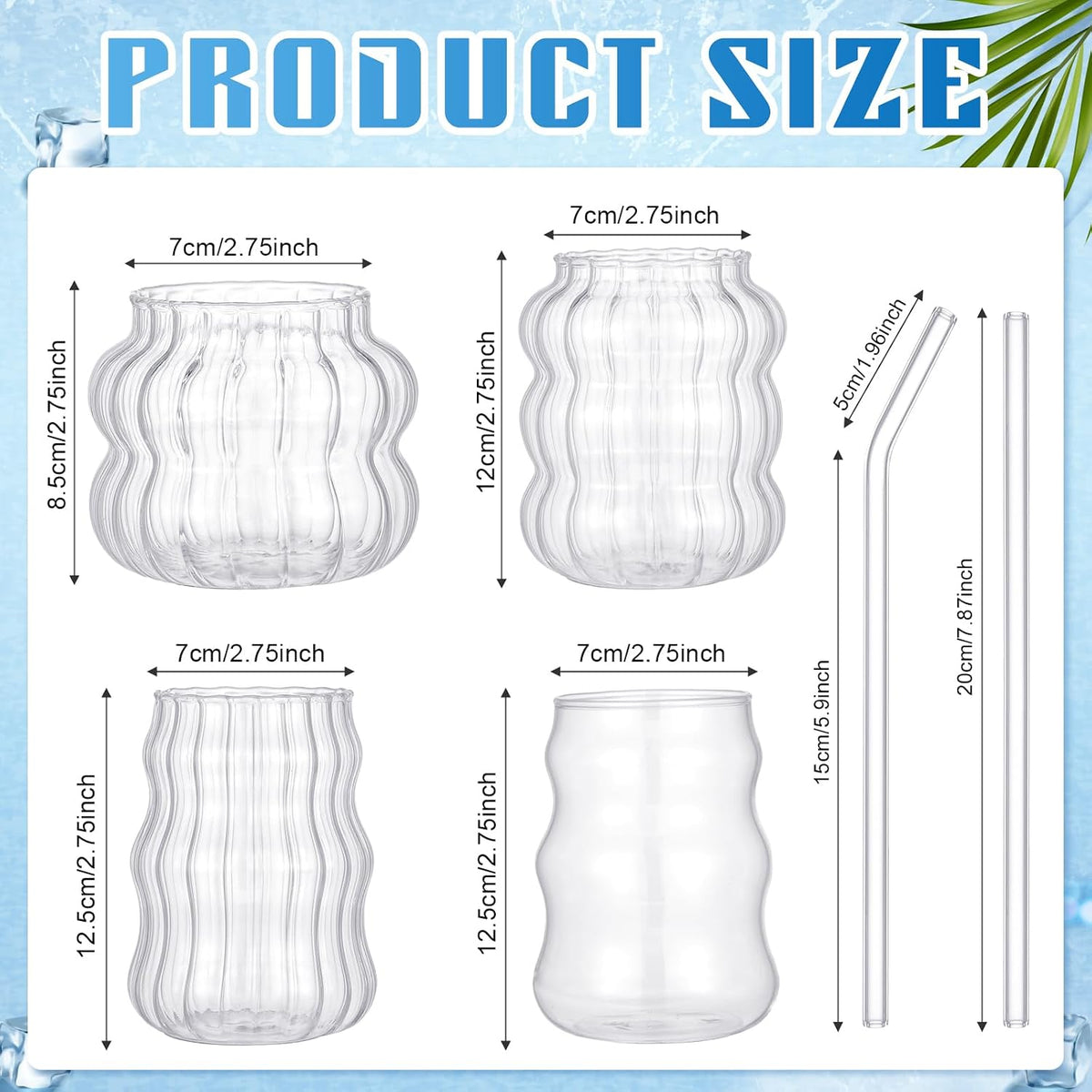 Ziliny 4 Pcs Creative Glassware Set Wave Shape Drinking Glasses