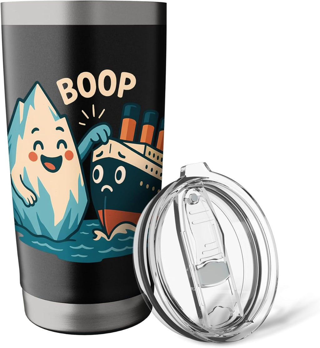Iceberg Booping Titanic Cute Nautical Cartoon Stainless Steel Insulated Tumbler