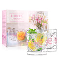 11OZ Ribbed Glass Coffee Cups Set of 6, Vintage French-Style Glasses with Delicate Pink Bow and Dot Relief, Elegant and Durable Glassware for Hot and Cold Beverages, Thick-Bottomed and Dishwasher Safe