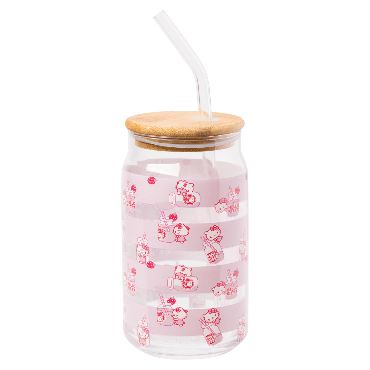 Silver Buffalo Sanrio Hello Kitty Waving Design Print, Glass Tumbler, 16oz