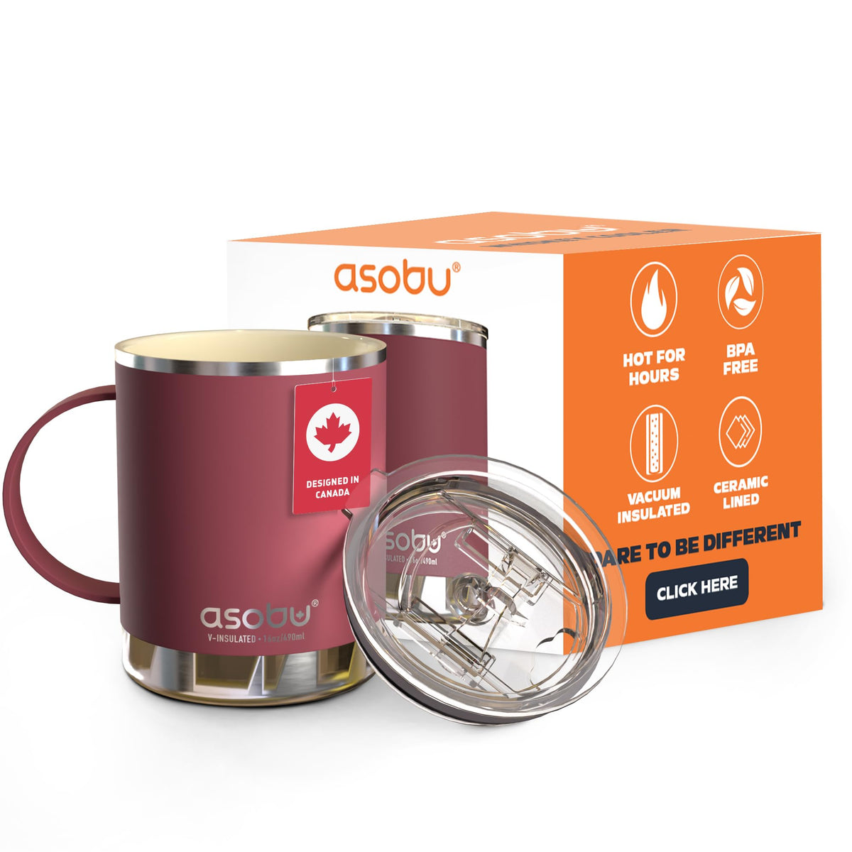asobu Extra Large Travel Explorer Tumbler for Hot and Cold with Stainless Steel Removable Coffee Mug Sleeve - Straw and Flip Open Sip Spout, 34 oz / 25 oz (Basil Green)
