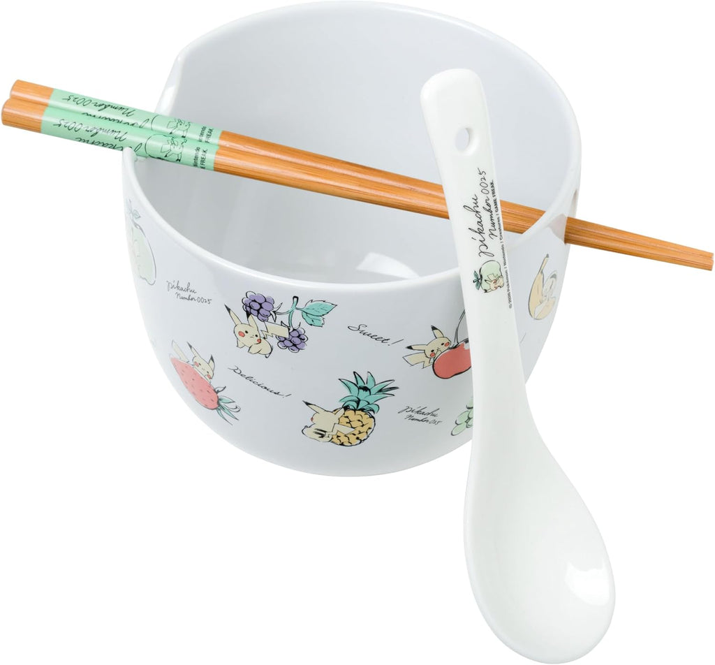 Silver Buffalo Pokémon Pikachu Fruit, Ramen Bowl with Chopsticks, 20oz