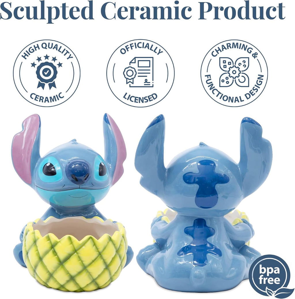 Disney Stitch Pineapple Ceramic Candy Bowl – Fun Decorative Bowl for Snacks and Sweets – Stitch Decor and Gifts – Ceramic Candy Dish – Official Disney Licensee