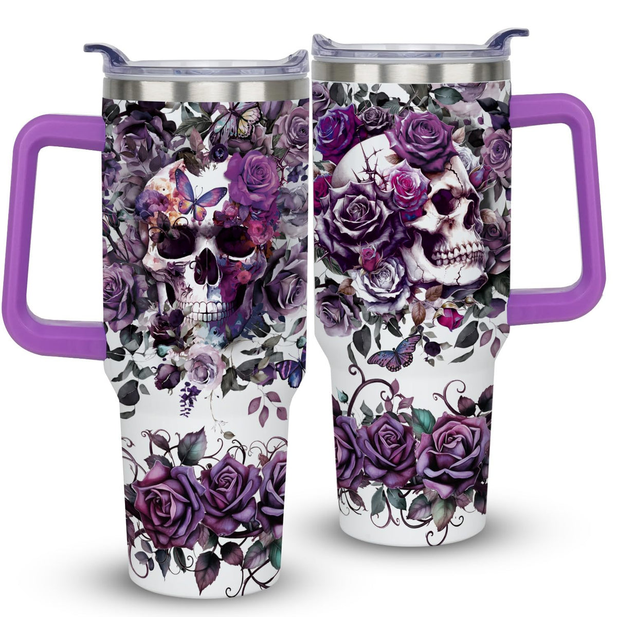 40 oz Christmas Tumbler with Handle Gifts for Girls Daughter Women, Christmas Stainless Steel Insulated Coffee Cups Tumblers with Lids and Straws, White