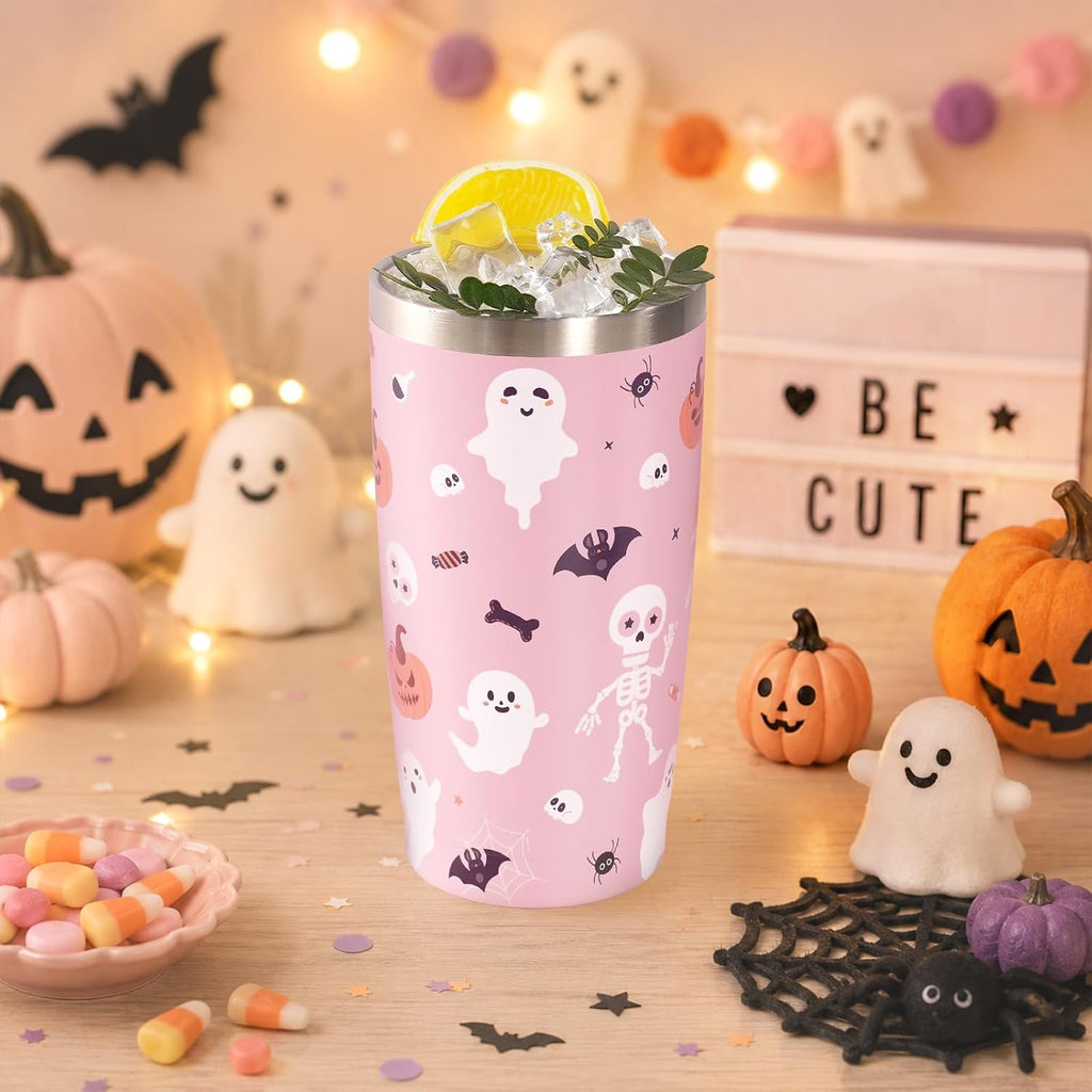 Halloween Tumbler with Lid and Straw for Halloween Gifts & Women Girls