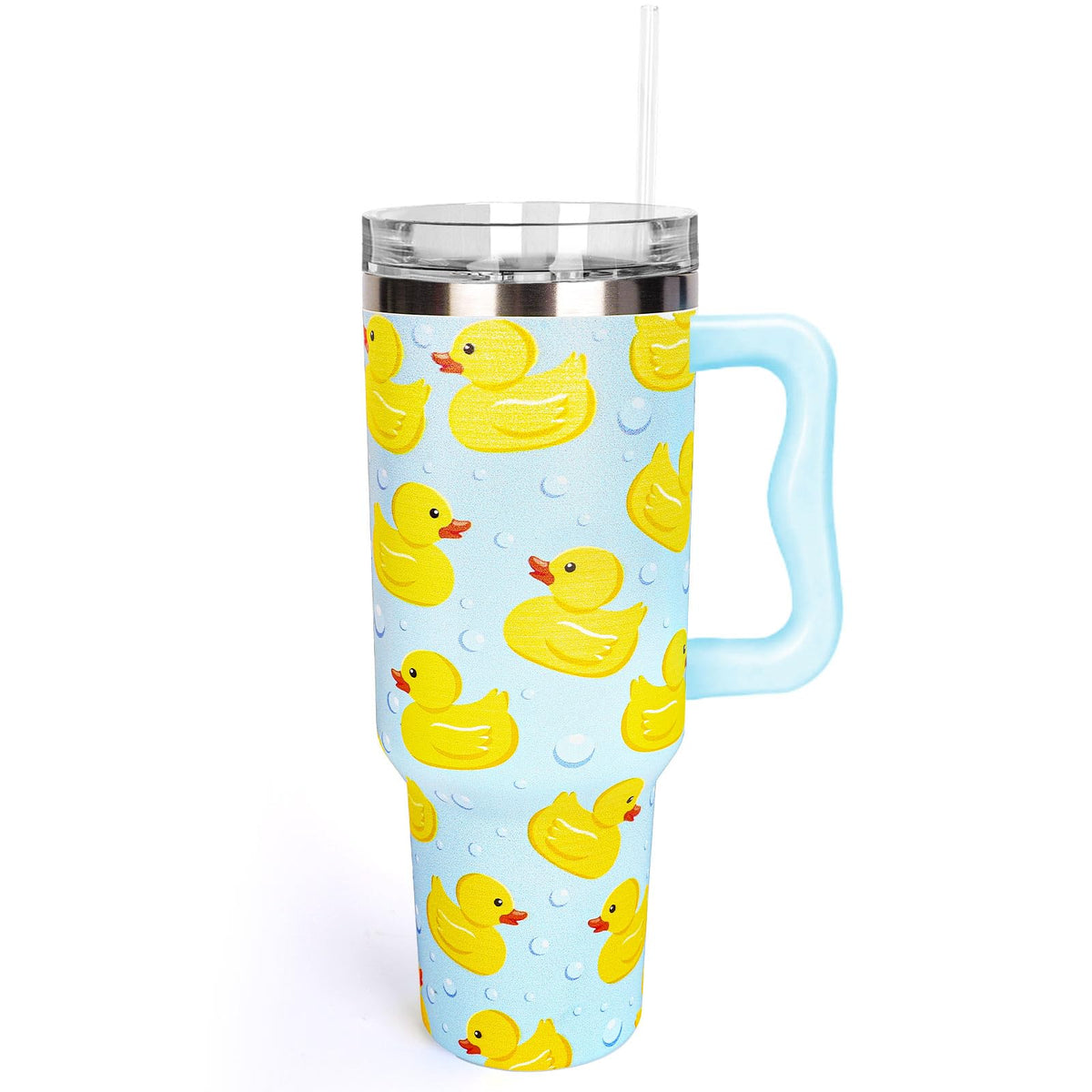 Whaline 40 Oz Cartoon Sponge Tumbler with Handle Straw and Lid Ocean Themed Travel Tumbler Flower Bubble Jellyfish Coffee Cup for Friend Summer Holiday Birthday Party Favors