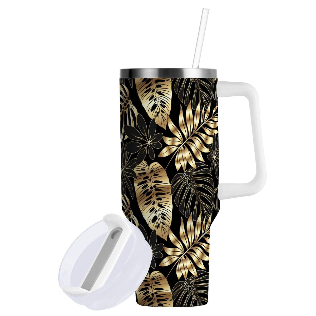 Cartoon Style White Geese Tumbler with Handle and Straw Leak Proof Tumbler 2 in 1 Lid Insulated Water Bottle Tumblers Stainless Steel Cup Large Travel Mug Cups, Gifts for Women Man, 30oz