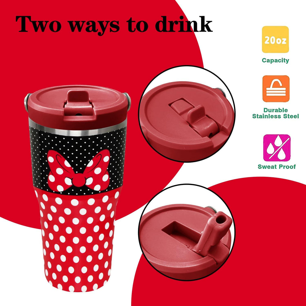 Cartoon Mouse Tumbler 20 Oz With Lid&Flip Straw Bowknot Cup