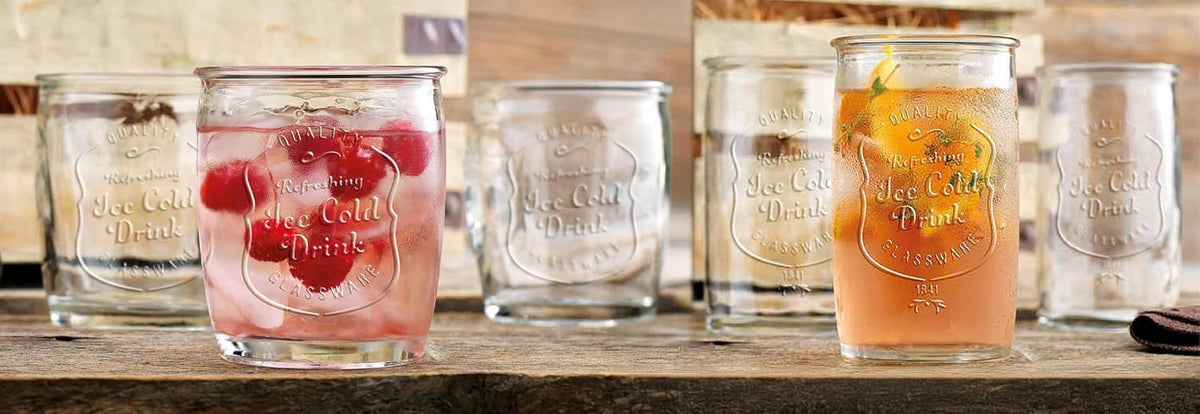 Glaver's Ice Cold Set of 8 Drinking Glasses 4-20 Oz Highball Glasses, and 4-13 Oz Whiskey Glass Cups For Everyday Home Use Water glasses, Beer, Juice, Cocktail.