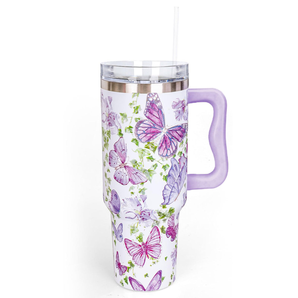 Whaline 40 Oz Cartoon Sponge Tumbler with Handle Straw and Lid Ocean Themed Travel Tumbler Flower Bubble Jellyfish Coffee Cup for Friend Summer Holiday Birthday Party Favors