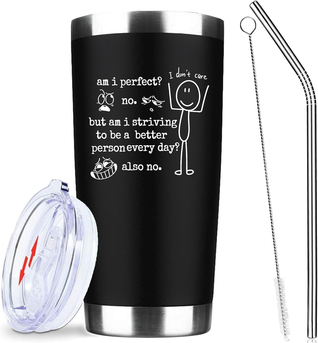 ATHAND 20oz Am I Perfect No I Don't Care Stainless Steel Tumbler with Lid