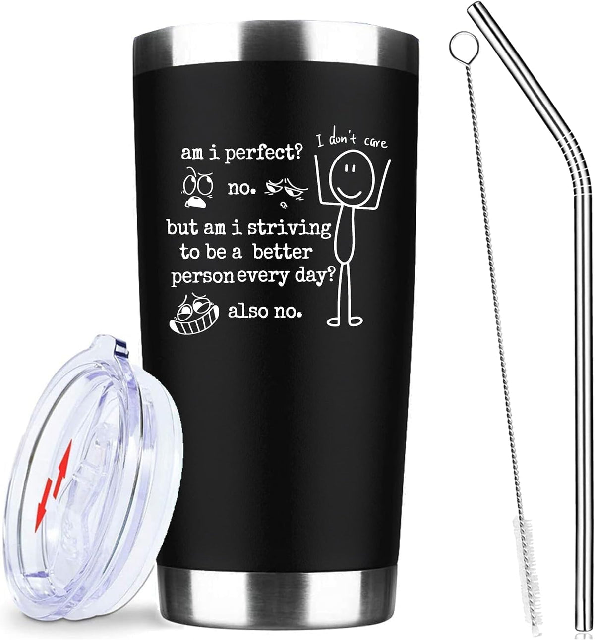 ATHAND 20oz Am I Perfect No I Don't Care Stainless Steel Tumbler with Lid