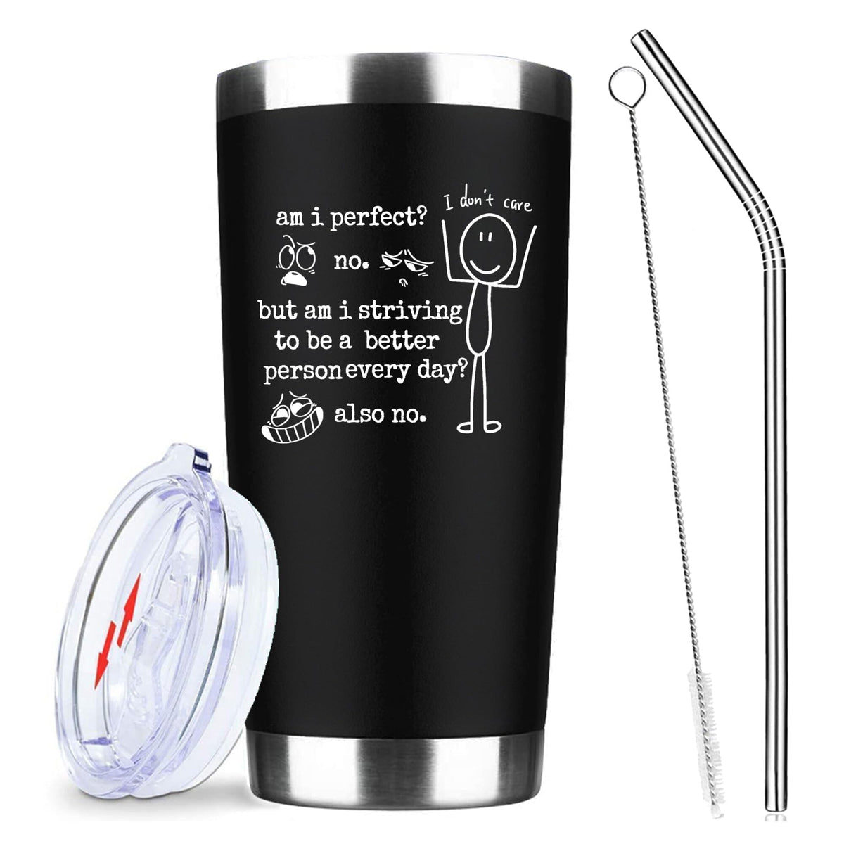 ATHAND 20oz Am I Perfect No I Don't Care Stainless Steel Tumbler with Lid