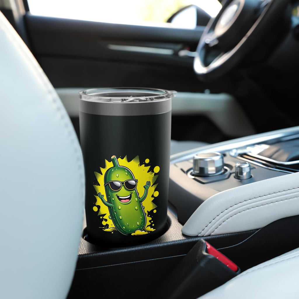 Cool Happy Pickle Cartoon with Sunglasses Stainless Steel Insulated Tumbler