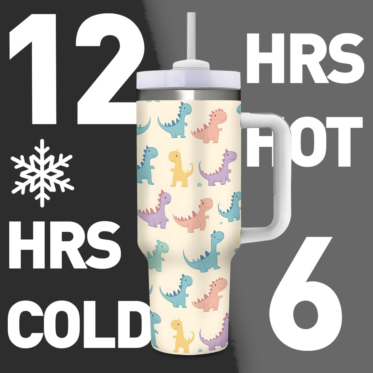 Cute Dinosaurs 40 Oz (1200 ml) Insulated Coffee Tumbler