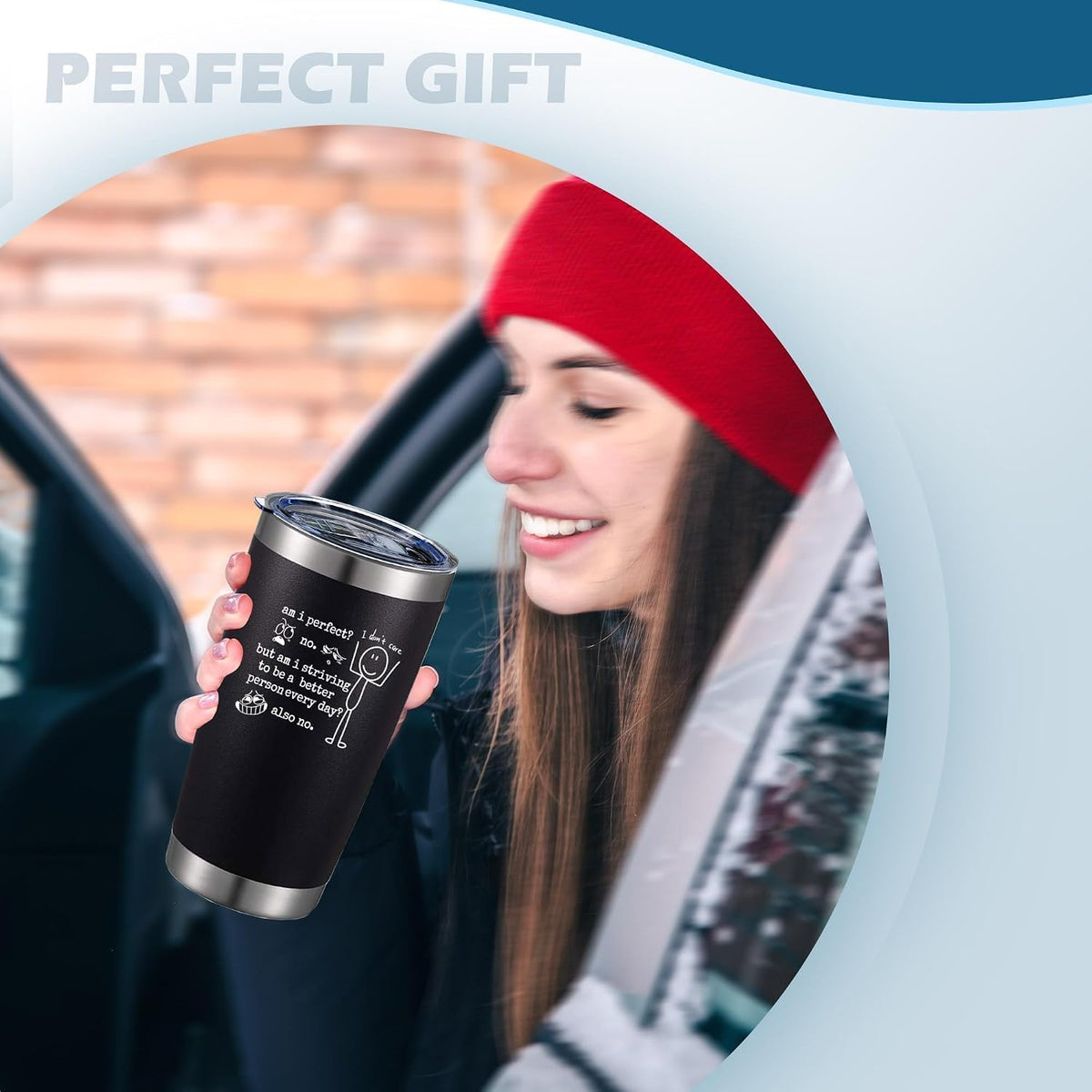 ATHAND 20oz Am I Perfect No I Don't Care Stainless Steel Tumbler with Lid