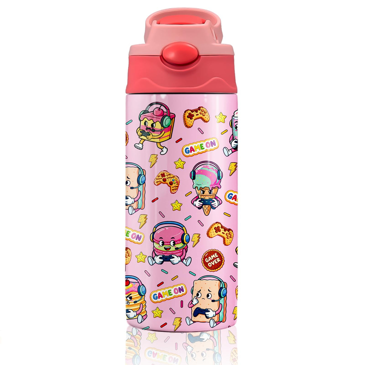 Mermaid Water Bottle for Girls - 12oz Cute Cartoon Kids Water Bottle with Straw, Stainless Steel Tumbler, Insulated, Leak-proof, BPA-free, Pop-up Straw Lid, for School, Children Birthday Gift Cup(1pc)