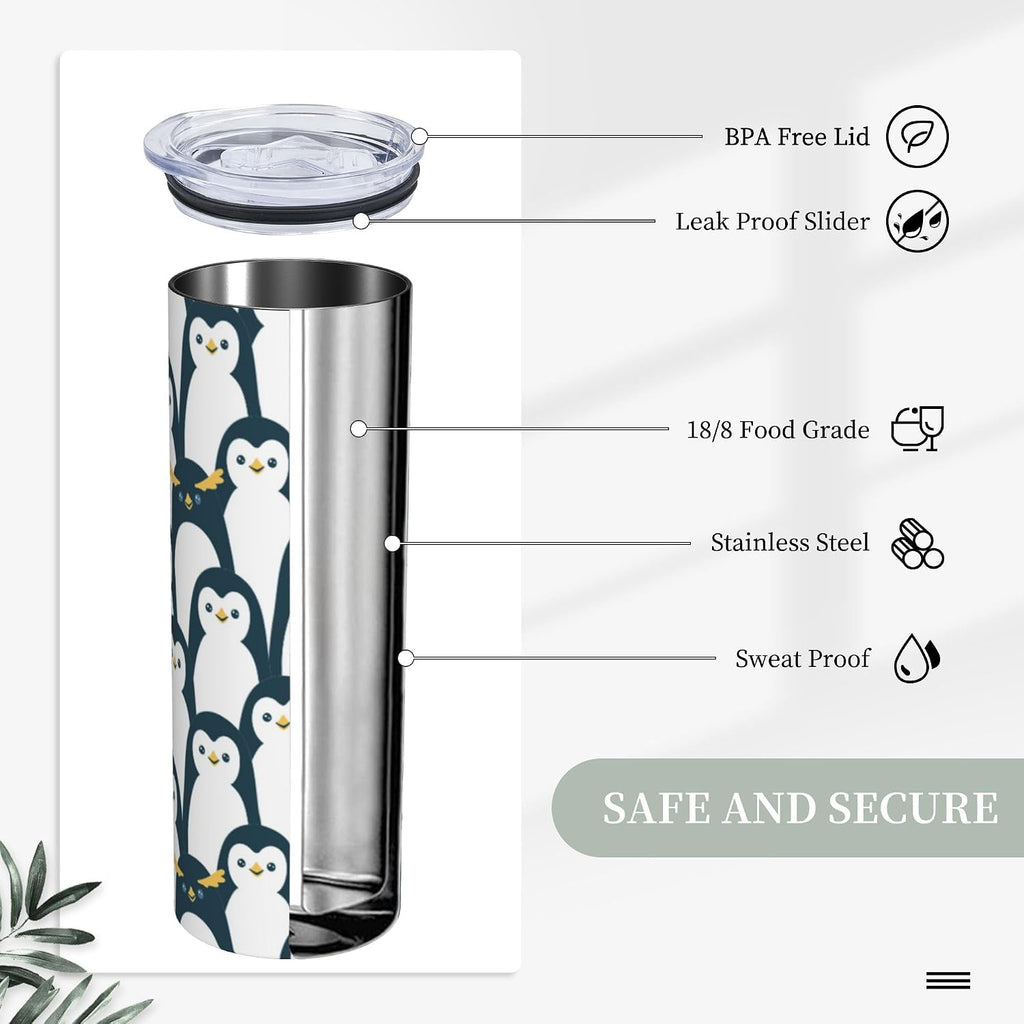 Penguin Tumbler Stainless Steel Vacuum Insulated Coffee Mugs Cup Travel Mug 20 OZ For Home Office Sport Party Gifts…