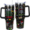 40 oz Christmas Tumbler with Handle Gifts for Girls Daughter Women, Christmas Stainless Steel Insulated Coffee Cups Tumblers with Lids and Straws, White