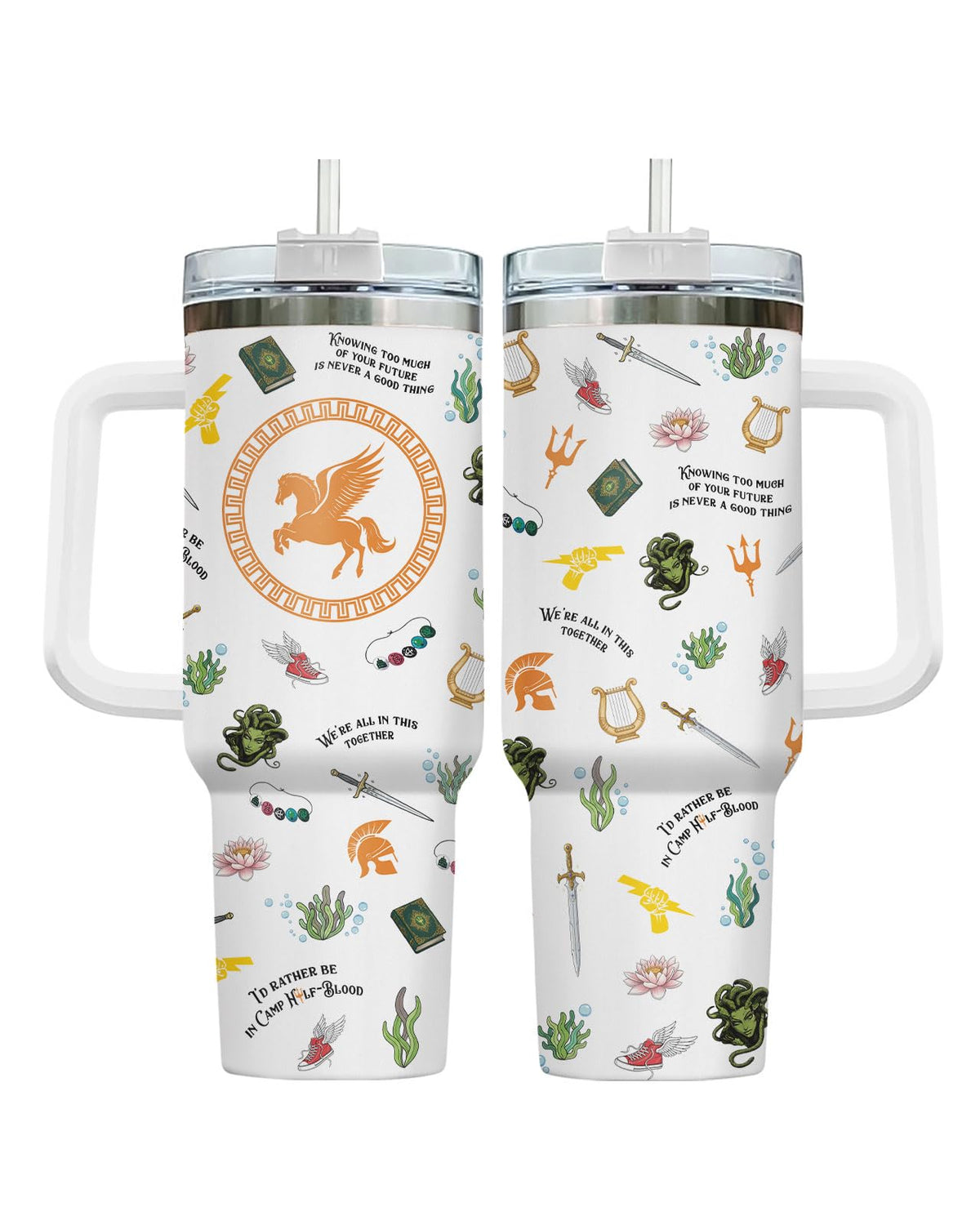 Movie Cartoon Dog Tumbler 40oz with Handle & Straw