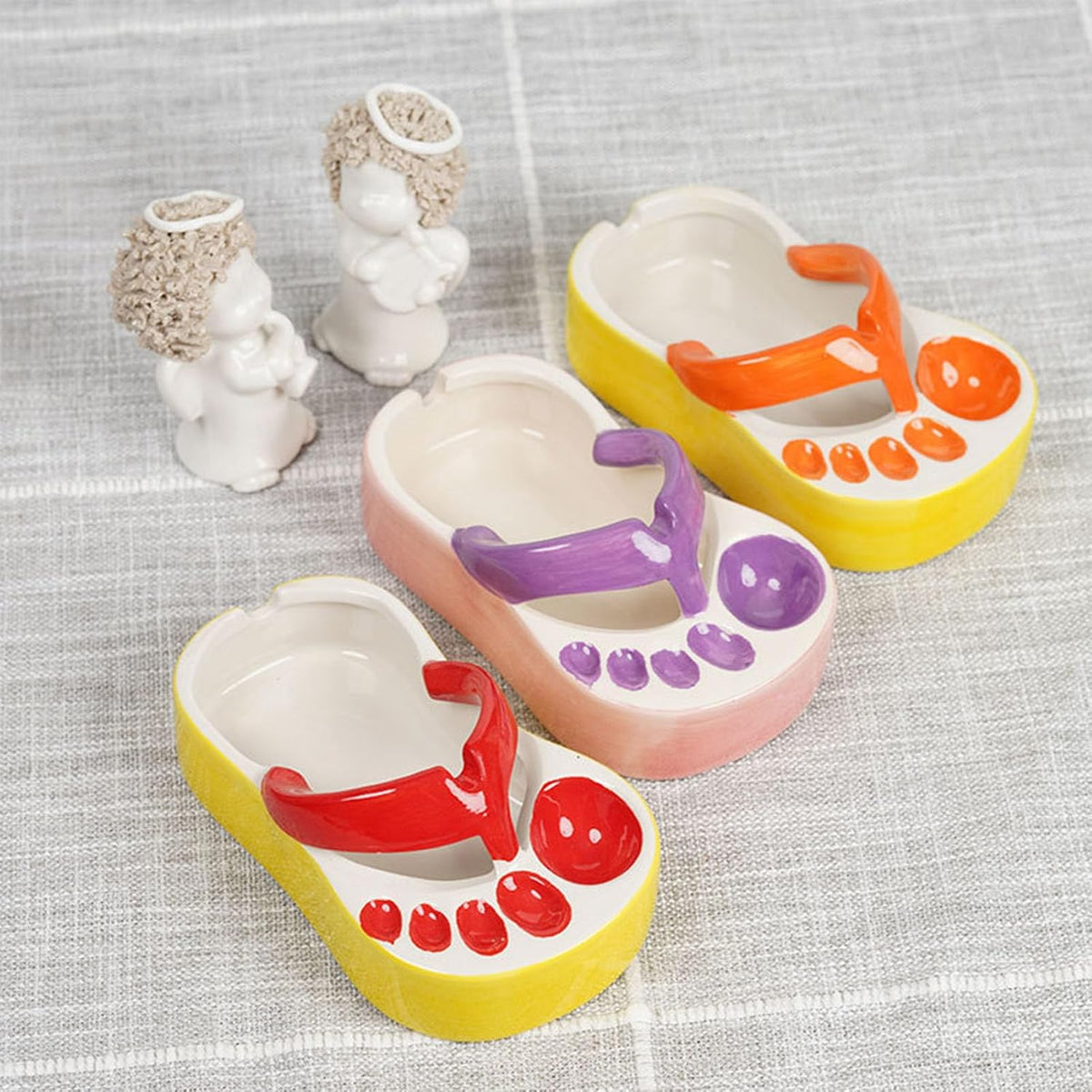 Cute Ceramic French Fries Plate, Unique Slipper Shape Fries Dish Snack Chip Plate Ketchup Sauce Bowl for Home Decoration Coffee Shops