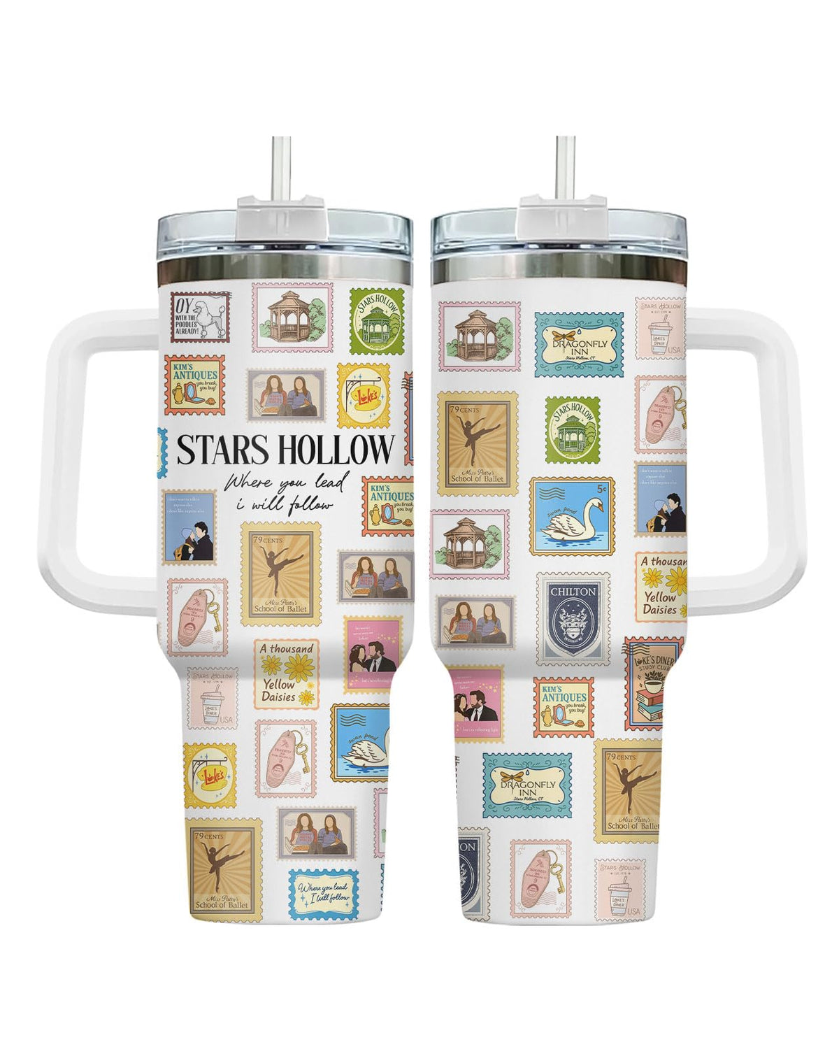 Movie Cartoon Dog Tumbler 40oz with Handle & Straw