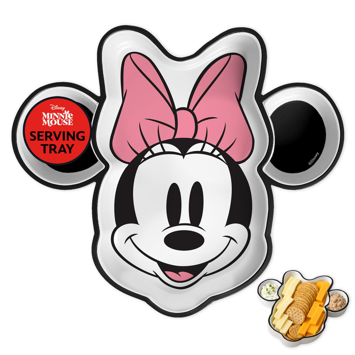 Disney Mickey Plastic Serving Tray for Party, 3-Compartment, BPA-Free