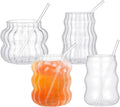 Ziliny 4 Pcs Creative Glassware Set Wave Shape Drinking Glasses
