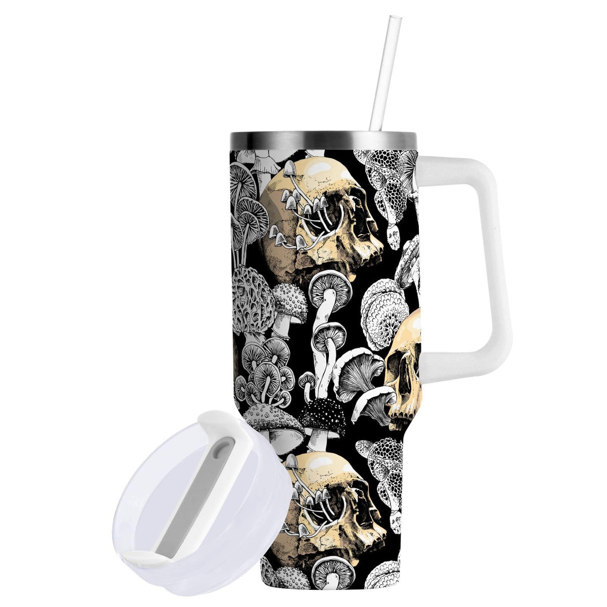 Cartoon Style White Geese Tumbler with Handle and Straw Leak Proof Tumbler 2 in 1 Lid Insulated Water Bottle Tumblers Stainless Steel Cup Large Travel Mug Cups, Gifts for Women Man, 30oz