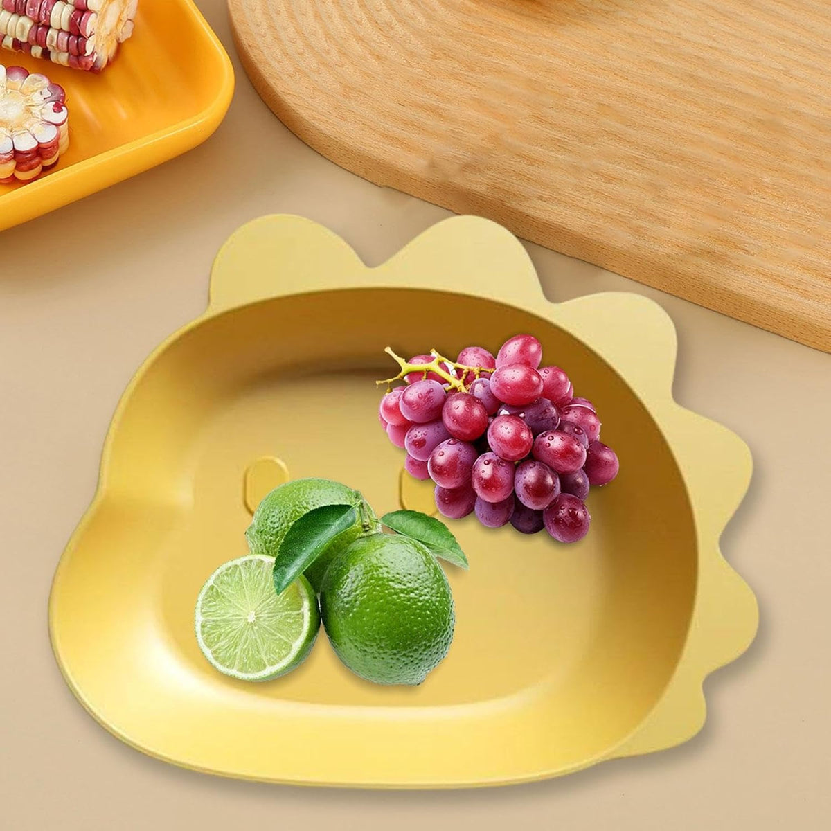Amagogo Spit Bone Dish Kitchen Tableware Easy to Wash Decorative Home Fruit Plate Trash Tray for Candy Tabletop Snack Farmhouse, Yellow Dragon Shape