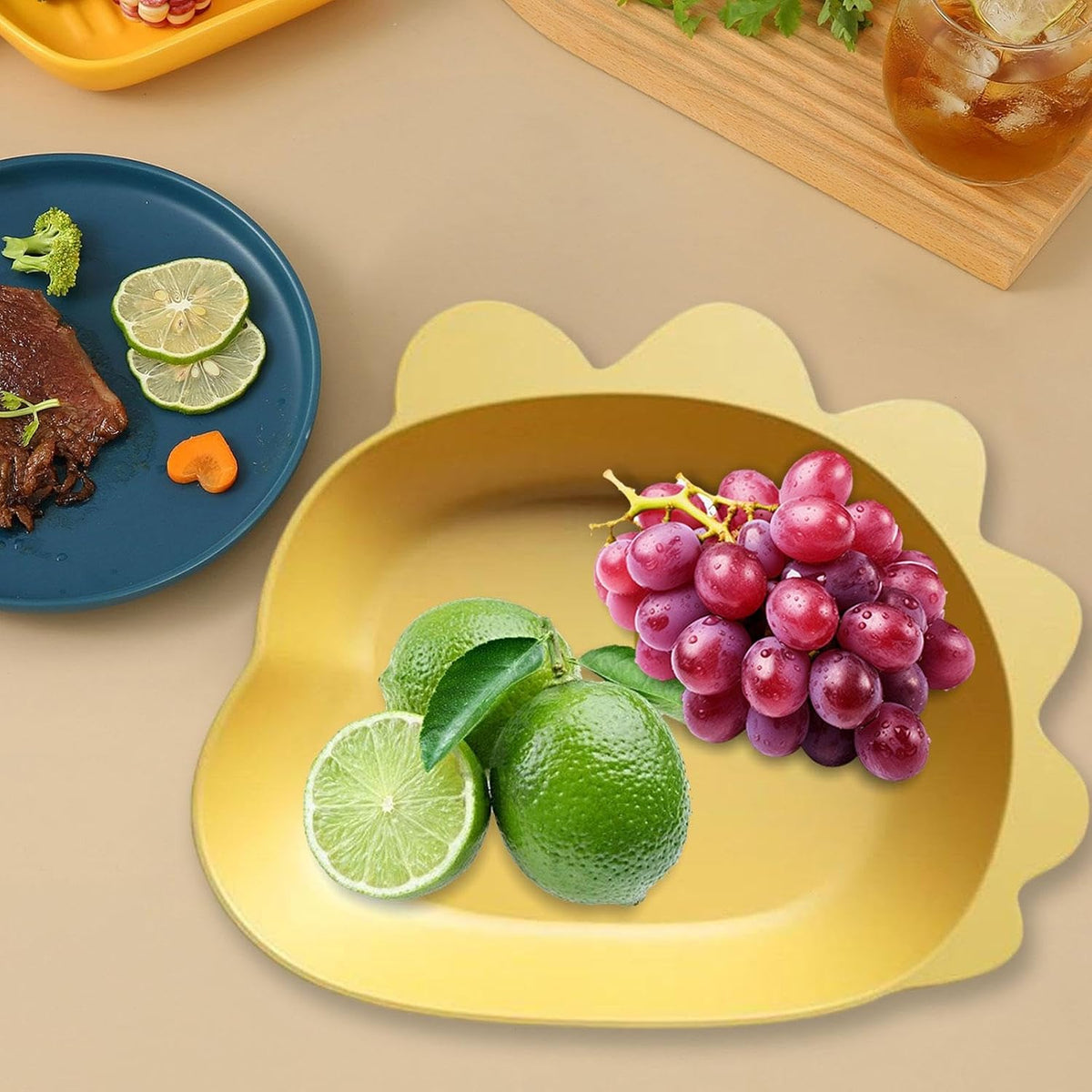 Amagogo Spit Bone Dish Kitchen Tableware Easy to Wash Decorative Home Fruit Plate Trash Tray for Candy Tabletop Snack Farmhouse, Yellow Dragon Shape