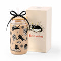 KORHONEN Cute Cat Gifts for Women, Halloween Black Cat Book Lover Glass Cup