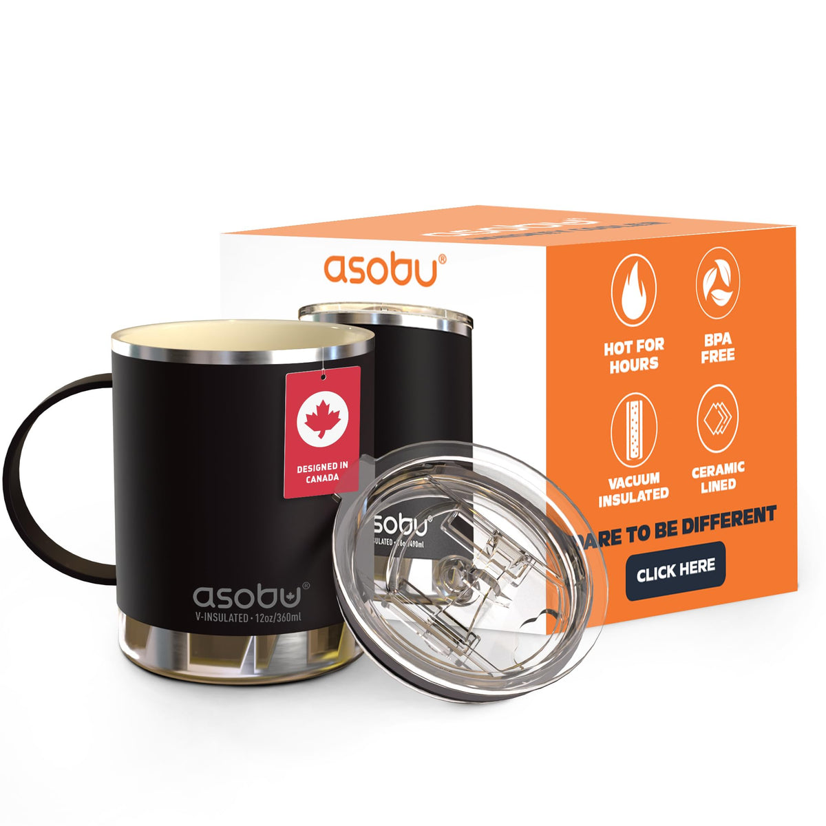 asobu Extra Large Travel Explorer Tumbler for Hot and Cold with Stainless Steel Removable Coffee Mug Sleeve - Straw and Flip Open Sip Spout, 34 oz / 25 oz (Basil Green)