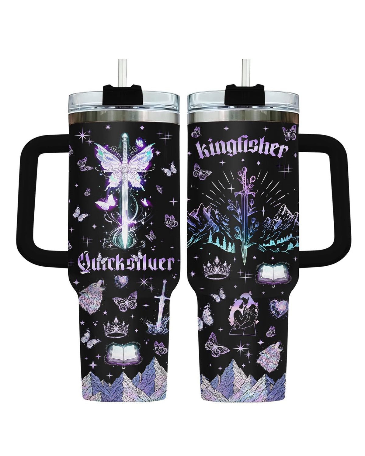 Movie Cartoon Dog Tumbler 40oz with Handle & Straw