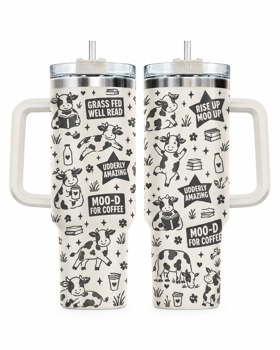 Movie Cartoon Dog Tumbler 40oz with Handle & Straw